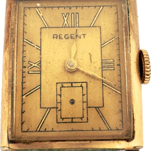 Vintage 22mm Regent Men's Mechanical Wristwatch Rectangular Art Deco for Parts - Picture 1 of 6